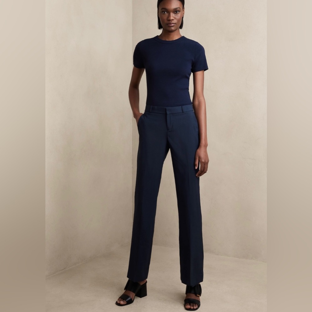 Banana Republic Logan Petite Navy Trouser